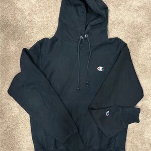 Champion Reverse Weave Hoodie Sweatshirt Black Pullover Size Small